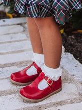 Scalloped T-Strap Mary Jane - Red